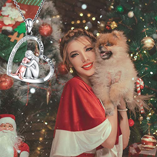 Sterling Silver Dog Necklace for Her - Always in My Heart Pendant Puppy Mother Day Jewelry Gift for Mom Pet Lover2