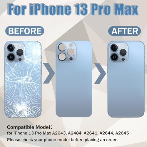 Verre Arrière De Rechange Pour IPhone 13 Pro Max - Kit Complet Bleu Avec Outils Et Adhésif