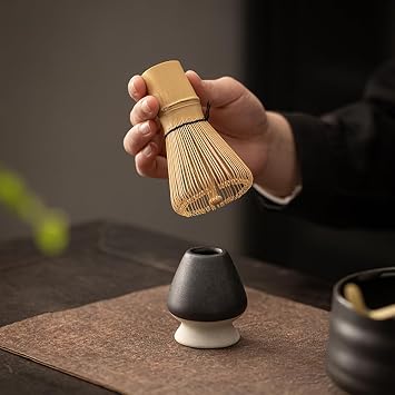 Matcha Tea Whisk Holder, 1Pc Chasen Stand, Ceramic Holder Chasen Stand fit for Traditional Japanese Tea Matcha Set Accessories (Black)
