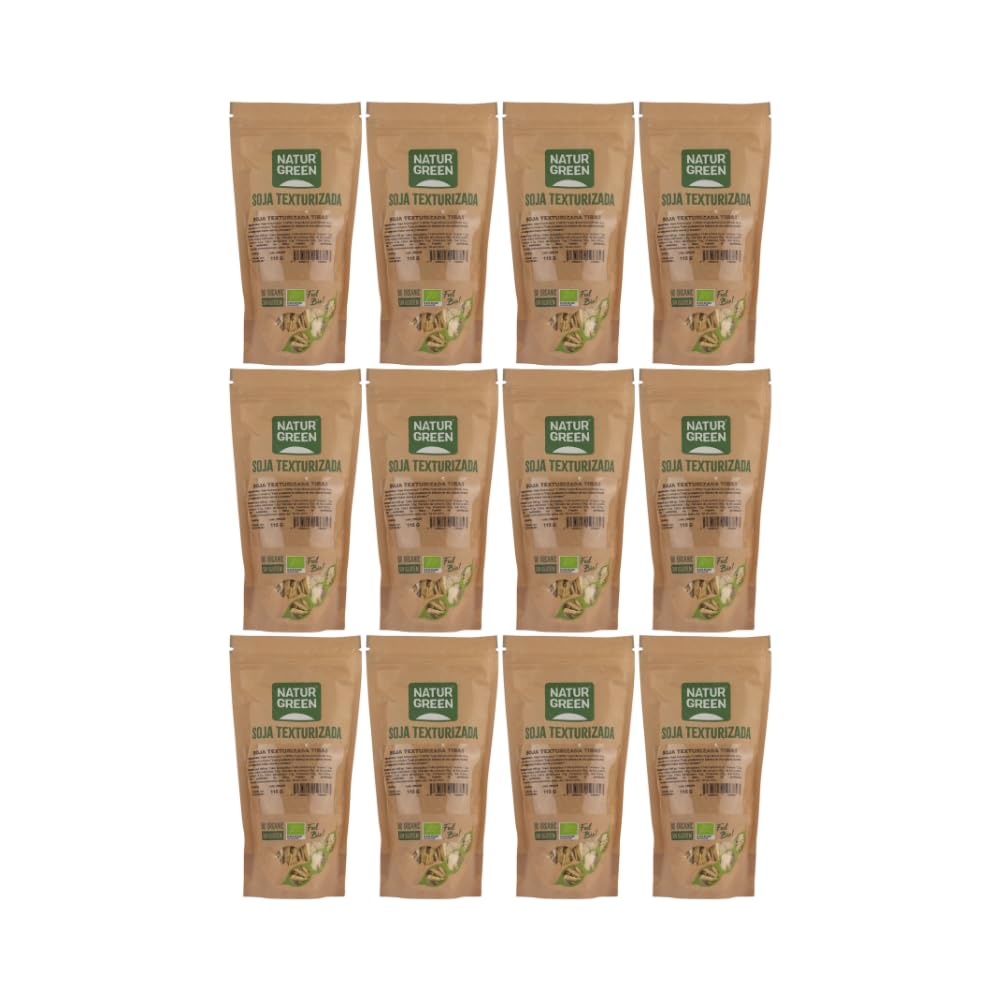 NaturGreen - Soja Texturizada en Tiras Bio Pack 10 unidades 115 g, Proteína Vegetal Ecológica, Alternativa a la Carne, Sin Gluten, Ideal para Guisos, Tacos o Recetas Veganas
