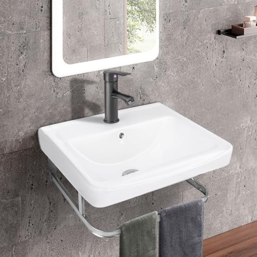 Opiniones de Lavabos de pedestal para comprar online. 45 18'' Fregadero Flotante para Baño, Lavabo Ceramico con Flotante llave Monomando Desagüe, Fregadero Pequeño y Moderno de Cerámica de Porcelana Blanca con Llave y...