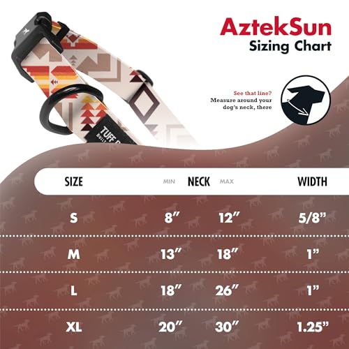 Image of Tuff Pupper Premium Adjustable Dog Collar for Medium Boy & Girl Dogs, Stylish Pattern Collars Designed in USA, Quick Release Buckle, AztekSun Print, Medium (1 Inch Wide x 13-18 Inch Neck)
