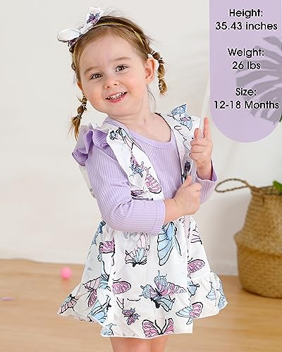 Image of Newborn Baby Girl Clothes Toddler Long Sleeve Ruffle Romper Top Infant Skirt Set Little Girl Overall Dress