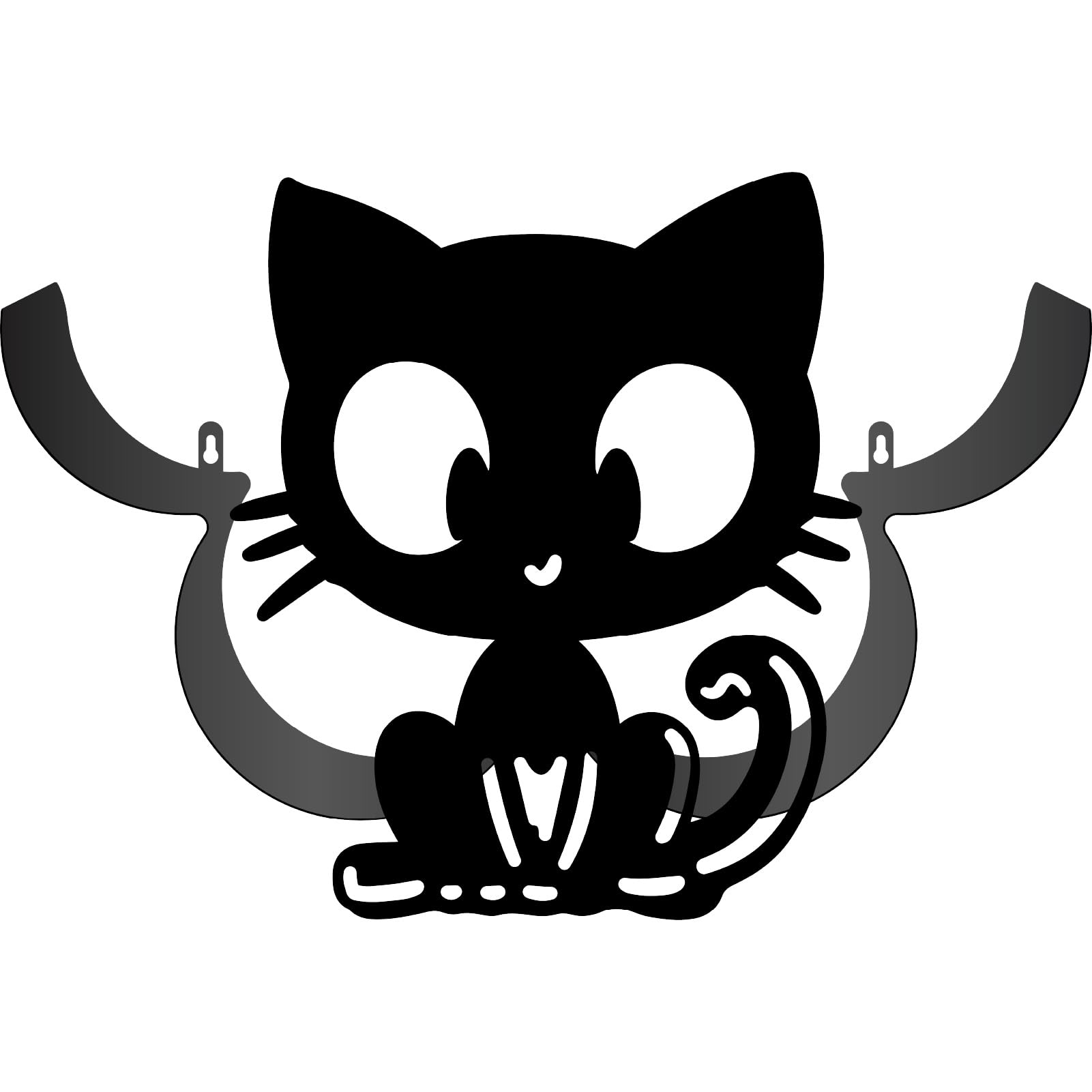 CREATCABIN Cat Toilet Paper Roll Holder Decorative Black Metal Animal Shaped Toilet Tissue Storage Wall Mounted Freestanding Tissue Paper Organizer Stand for Bathroom Counter Floor 14.4 x 9.8 Inch