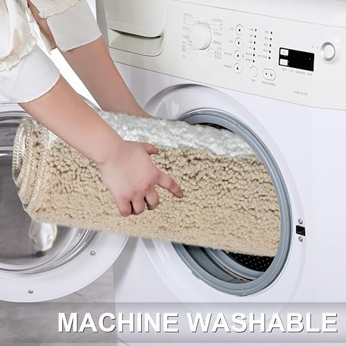 Image of Microfiber Soft Anti Slip Water Absorbent Door Mat|Rectangular Bath Mat with Rubber Bottom|Soft & Super Absorbent Mats for Shower|Quick-Drying Mats for Kitchen Bathroom (Beige,38X57 CM)