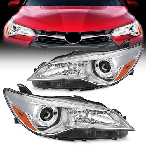 Image of Nilight Headlight Assembly Compatible with 2015 2016 2017 LE SE XLE Toyota Camry Headlamps Replacement Chrome Housing Amber Reflector Clear Lens Driver and Passenger Side