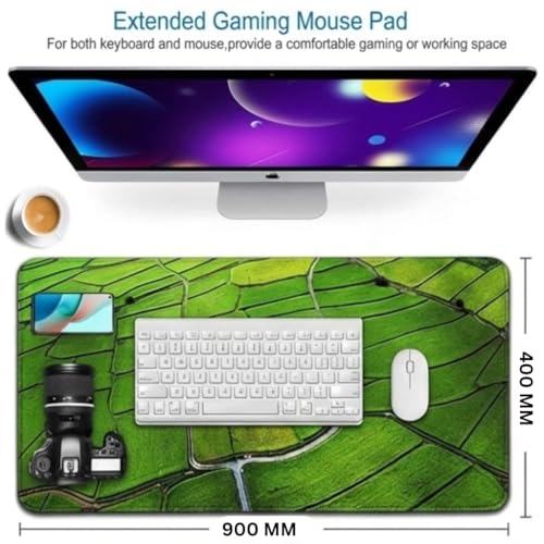 Image of Saco XXL Gaming Mouse Pad for PC - Large Desk Mat 900x400x3mm, Extended Non-Slip Rubber Base, Waterproof Surface, Scenery Design, Big Keyboard Mouse Pad for Office & Home Setup