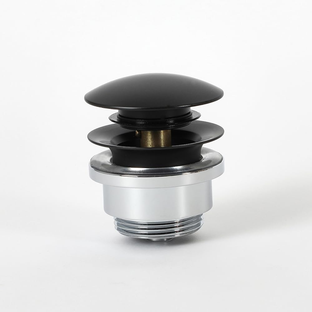 Milano Push Button Universal Slotted Unslotted Bathroom Basin Sink Waste - Black