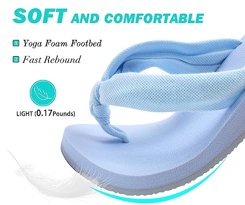 Kuailu Flip Flops For Women With Arch Support Yoga Mat Comfortable Summer Beach Walking Thong Cushion Sandals Slip On Indoor Outdoor Blue Size 10 thumb #2