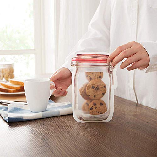 Mason Jar Bottles Bags, 21Pieces Reusable Food Saver Storage Bags Snacks Zipper Sealed Bags Fresh Bags