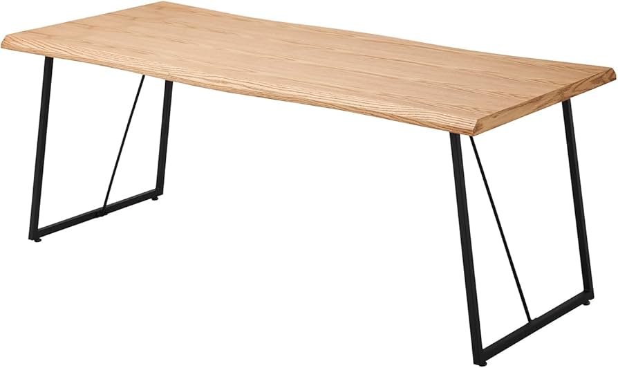 Amazon｜ダイニングテーブル 200 一枚板 風 アイアン脚 スチール脚 和