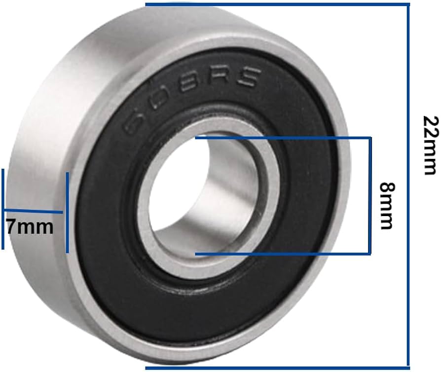 608 2RS Ball Bearings - 10 Pcs Double Rubber Sealed Miniature Deep