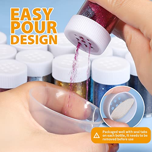 Glitter, Teenitor Fine Glitter, For Slime, Art And Crafts, Nail Art Polish, Scrapbooking, Paints, Assorted Color Kit, 15G Each, Set Of 12 #TOP3