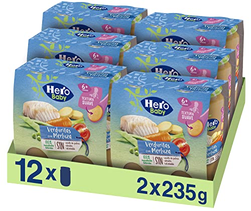Hero Baby Tarritos de Verduritas con Merluza - Para Bebés a Partir de los 8 Meses - Pack de 12 x 235 g Cover