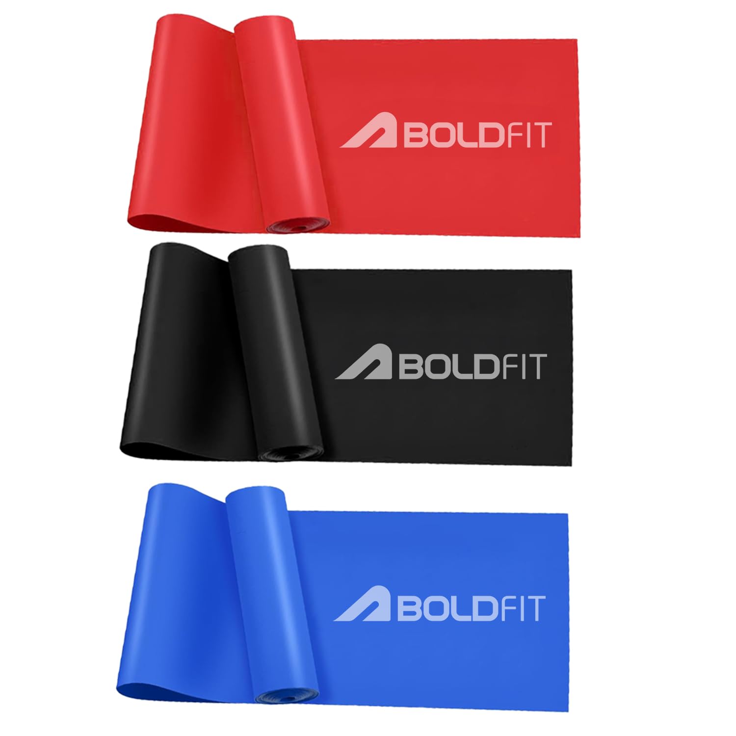 Boldfit Resistance Bands for Workout for Women Pilate Bands for Home Exercise Thera Band Toning Exercise for Gym Latex Band Theraband for Fitness, Stretching Yoga for Men & Women Red, Blue, Black 3Set