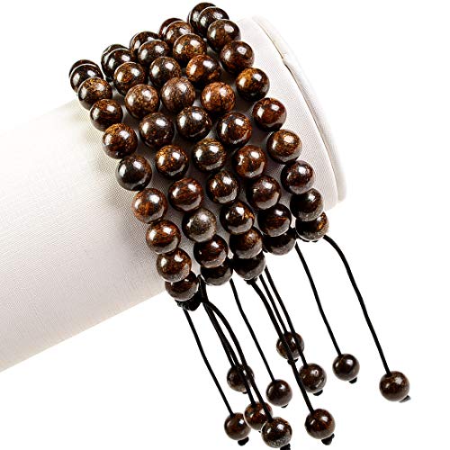 Image of MASSIVE BEADS Natural Healing Power Gemstone Crystal Beads Unisex Adjustable Macrame Bracelets, 6mm, Stone, brazanite