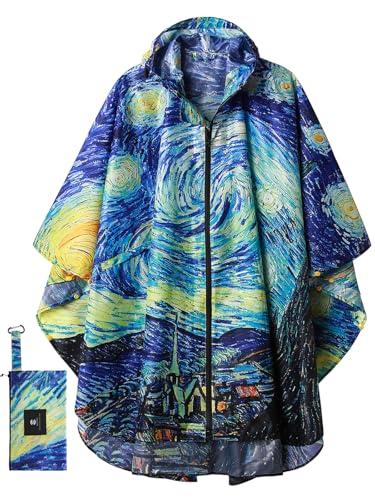 Image of SaphiRose Adult Rain Poncho Waterproof Hooded Zipper Raincoat with Pockets | OEKO-TEX Certified 100% Polyester, Lightweight Packable Storage Pouch, Heat-Sealed Seams, Quick-Dry for Outdoor Hiking