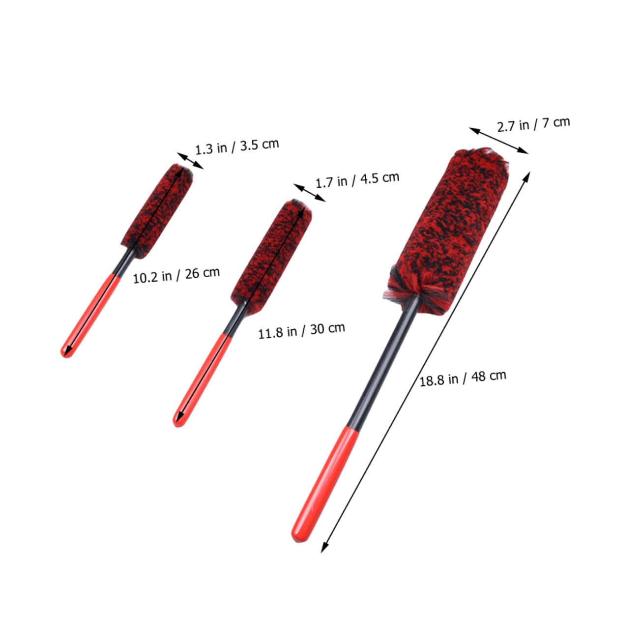 ERINGOGO Set 3 Spazzole per Pulizia Pneumatici Auto Microfibra Morbida Setole Dense Manico Ergonomico 3 Misure Facile da Usare Leggera e Facile da Riporre