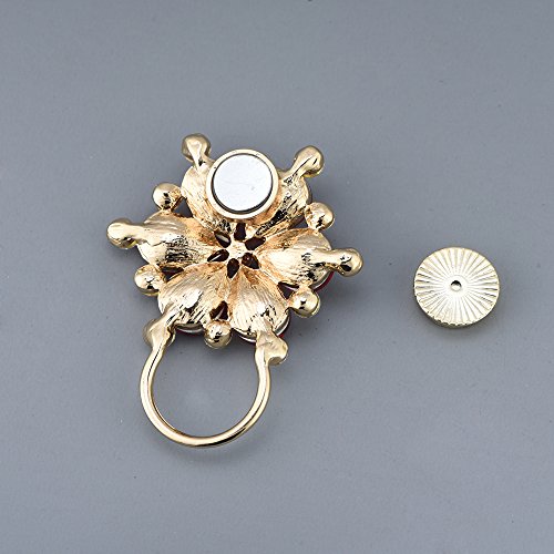 Image of NOUMANDA Ruby Red Rhinestone Flower Eyeglass Holder Crystal Magnetic Brooch Pin Women Girls Gift Jewelry