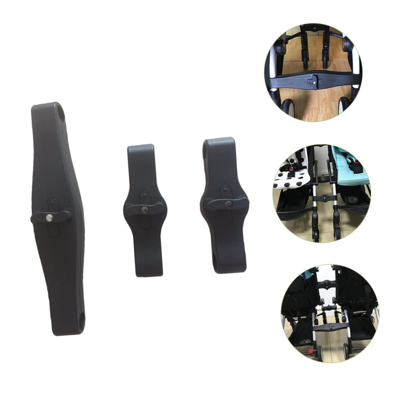 3 Pièces Connecteur Noir Réglable Double pour PP Poussette