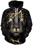 Pandolah Men's Fashion Athletic Sweatshirts Animal 3D Printed Hoodies(L/XL, shandianshi)