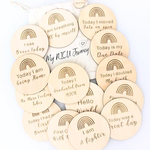 Image of NICU Milestone Cards | NICU Mom Gifts | Nicu Baby Essentials | NICU Milestone Cards boy | Beautifully Handcrafted Natural Wood | NICU Baby Milestone Signs | Gender Neutral