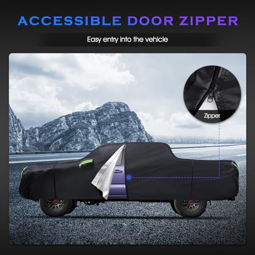 Image of Car Cover Custom Fit for Toyota Tacoma 2005-2023,6 Layers Truck Cover Waterproof All Weather for Automobiles,Outdoor Full Exterior Cover,Rain, Sun, Wind Protection,Black