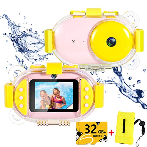 Kids Underwater Camera,ROTEK Dual 8MP 1080P Super HD Waterproof Digtial Camera with 2.4inch