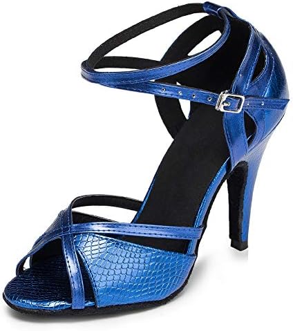YKXLM Ballroom Dance Shoes for Women Latin Salsa Party Tango Wedding Performance Shoes,L035,3 1/3" Heel,Blue,7.5US | Image 7
