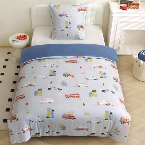 Housse de couette enfant camion de pompiers en microfibre douce anti-boulochage - 3