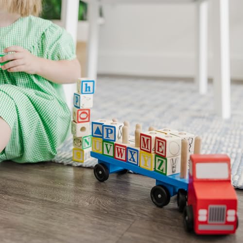 Image of Melissa & Doug Alphabet Blocks Wooden Truck Educational Toy (Pack of 12)