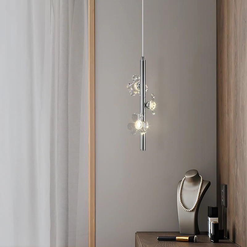 Lustre de luxe long argenté au design créatif de 180cm pour salon