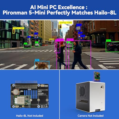 Image of Pironman 5-Mini NVMe M.2 SSD PCIe Mini PC Case for Raspberry Pi 5 2 /4 /8 /16GB Hailo-8L AI Accelerator with PWM Active Cooler+RGB Fan, Safe Shutdown, RGB Effect, Stylish Design (RPI5 Not Included)