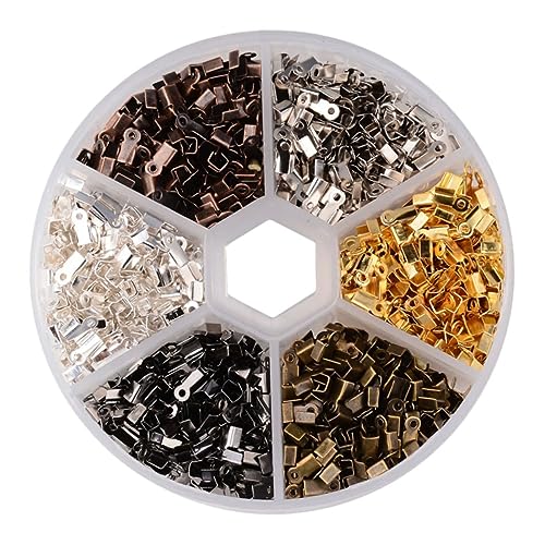 OSALADI 1Set Fold Cord Ends Iron Crimp Terminators for DIY Jewelry Making for Satin and Accessories for Clasp Connection and Knot Covering