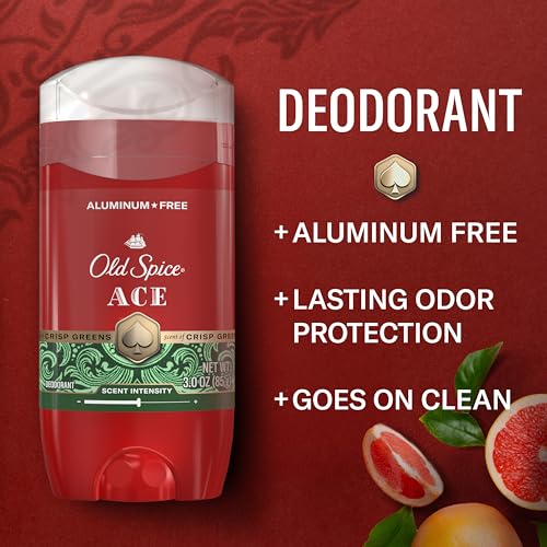 Image of Old Spice Aluminum Free Deodorant for Men, 24 /7 Odor Protection, 24 /7 Signature Scent & Lasting Freshness, Goes on Clean, Ace with Grapefruit, Bay Leaf, & Fresh Foliage Scent, 3.0 oz