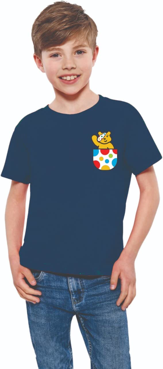 Pudsy Spotty Kids Bear T Shirt 2023 - Funny Pudsy Children Day in Need Pocket Spotty Waving Boys Girls Tee Top,