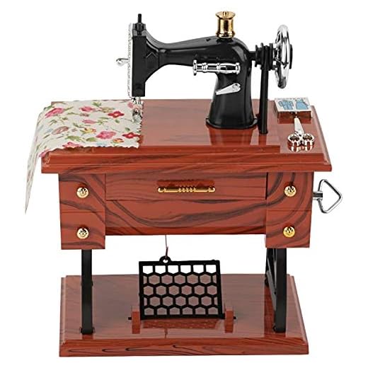 Tokenhigh Mini Vintage Coser Música Caja De Coser, Decoración De Mesa Creativa Retro Juguetes,Estilo De Máquina De Regalo De Cumpleaños