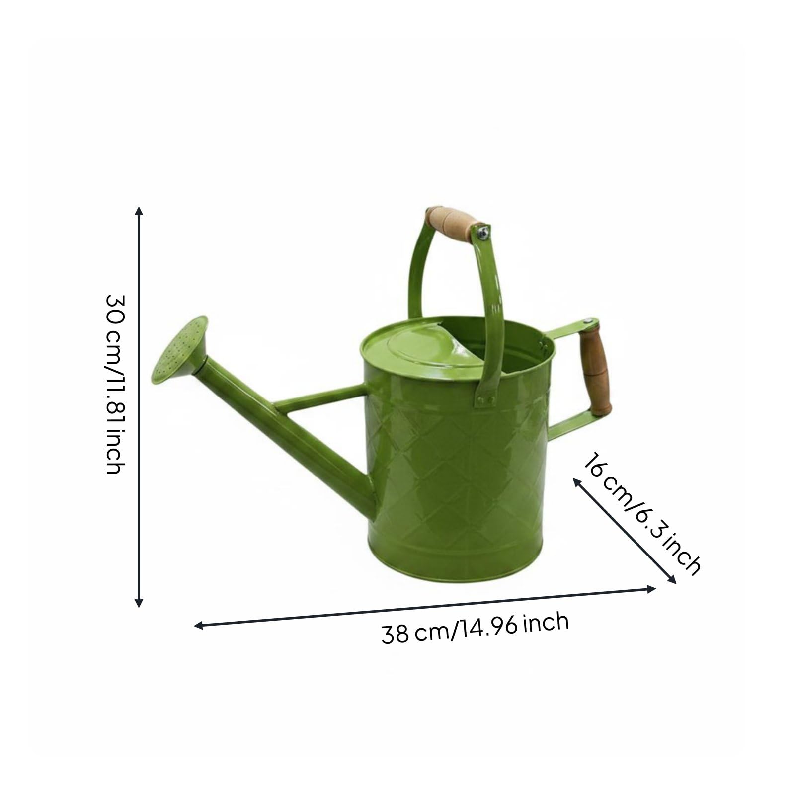 Arrosoir Métal Jardin Plantes Becs Fin Poignée Bois Coulée Précise Utilisation Ergonomique Convient Balcon Serre Espace Intérieur Extérieur Taille Unique, Vert Fruit