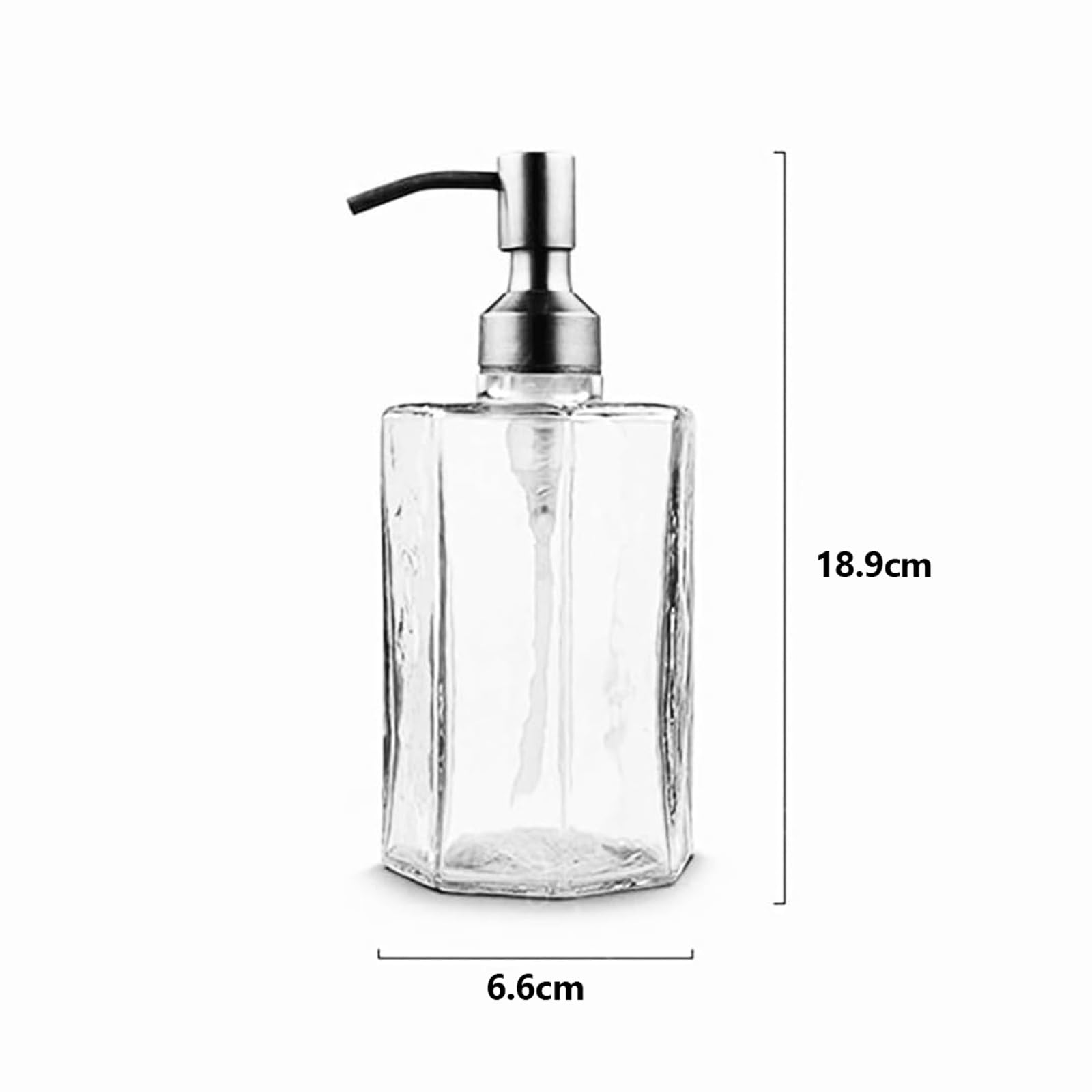 Dispenser di sapone da banco Dispenser di sapone in vetro per cucina, ricaricabile a mano con pompa in acciaio inossidabile antiruggine da bagno per bottiglia di sapone per le mani (B)