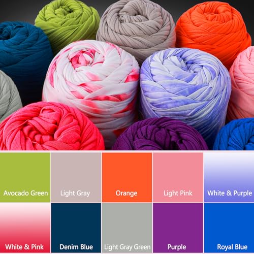 Image of 2 Pack T-Shirt Yarn Crochet Yarn for Beginner Crochet Bags /Basket /Coaster,Tshirt Yarn 400g /144yds High Elastic Thick Yarn Polyester Fabric(Avocado Green)