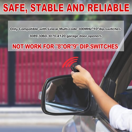 Kingdder 2 Pcs 10 Dip Switch Two Button Garage Door Remote Compatible with Multicode 300mhz 3089 3060 3070 3083 Gate Opener Remote with Keychain, Control 2 Different Doors Simultaneously by Kingdder - Image 3