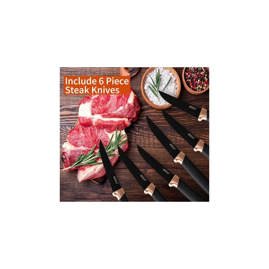 elabo-Kitchen-Knife-Set-with-Block-16-Pcs-Stainless-Steel-Knives-Set-for-Kitchen-Includes-6-Sharp-Kitchen-Knives-6-Serrated-Steak-Knives-Scissor-Sharpener-Acrylic-Block-Knife-Set-Rose-Gold elabo Kitchen Knife Set with Block - 16 Pcs Stainless Steel Knives Set for Kitchen, Includes 6 Sharp Kitchen Knives, 6 Serrated Steak Knives, Scissor, Sharpener, Acrylic Block Knife Set (Rose Gold)