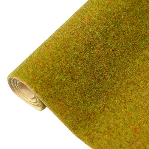 Yamix Model Grass Mat Artificial Train Grass Mat Fake Turf Lawn Paper for DIY Train Railroad Scenery Landscape Decoration, 41 x 100cm / 16.1 x 39.4 inch (Late Autumn Yellow)
