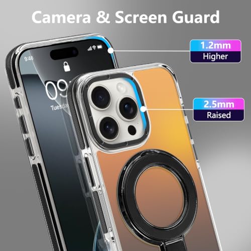 Image of Magnetic for iPhone 16 Pro Max Case with Stand [Compatible with Magsafe] [Fashion Fluorescent Design] [1 Screen Protector] Slim Translucent Matte Case for iPhone 16 Pro Max 6.9 inch 2024, Black