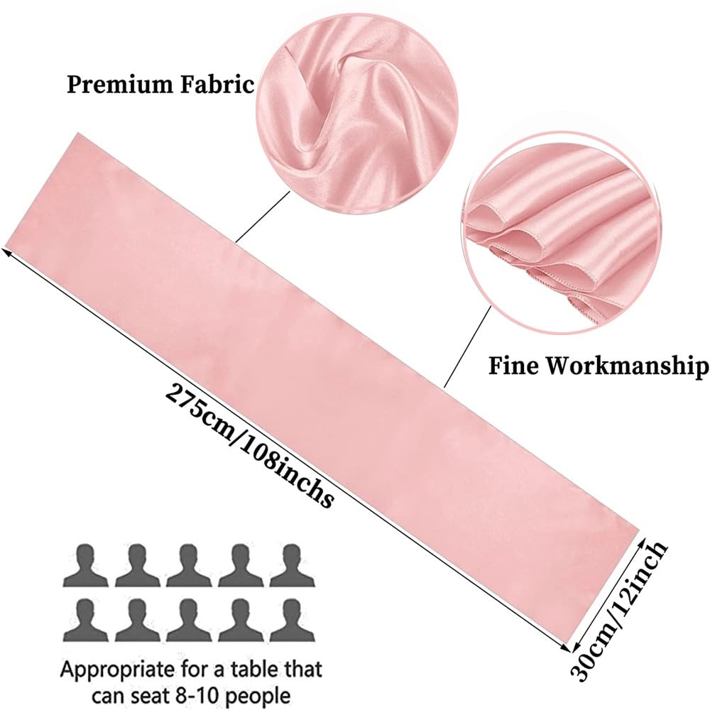 Tischläufer Satin, 20 Stück Satin-Tischläufer für Hochzeiten, 30 * 275cm Tischläufer Aus Stoff, Tischläufer Hochzeit für Geburtstagsfeiern, Bankette (Rose Gold)