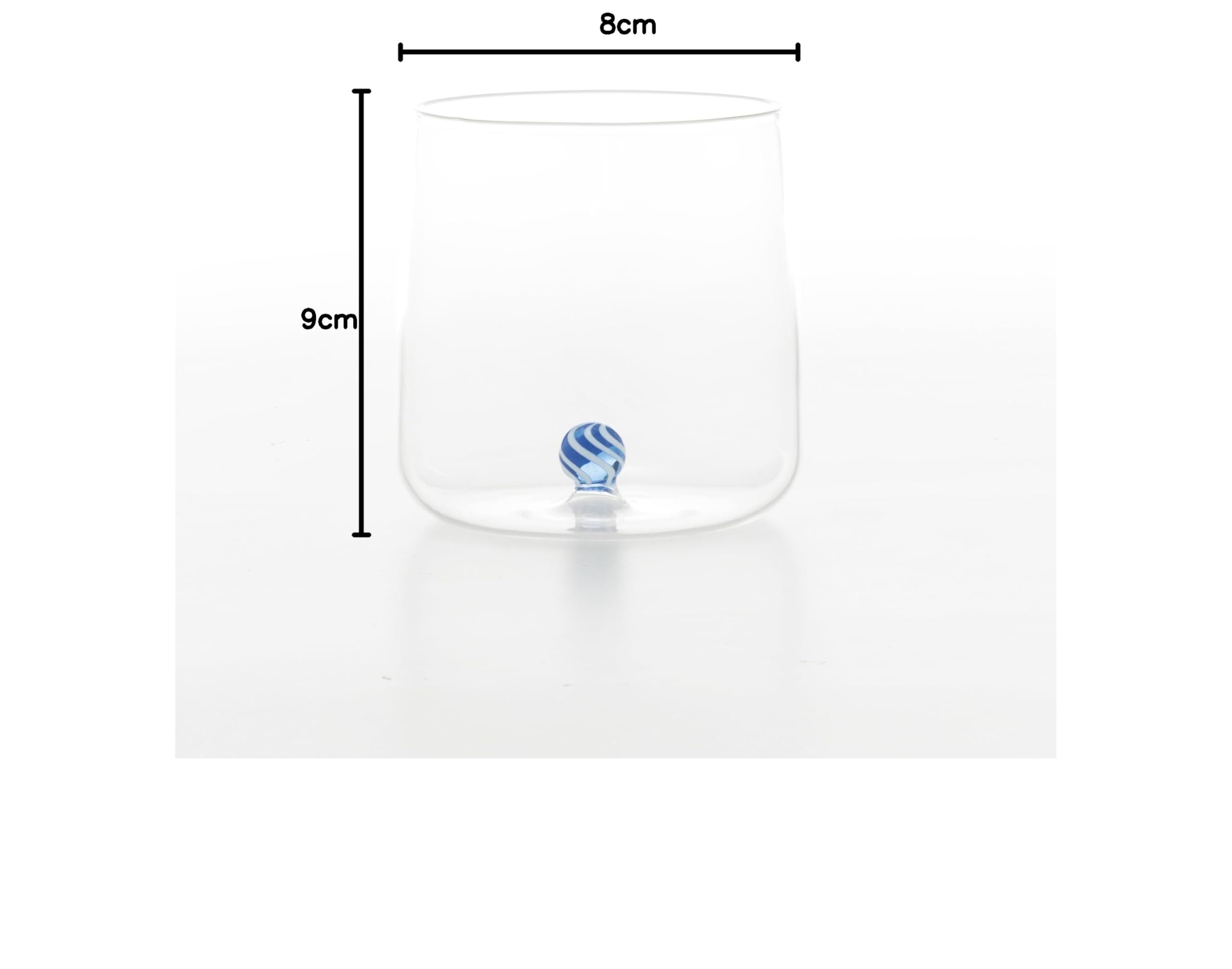 Zafferano Bilia Candy Tumbler szklanki do picia, zestaw 4 sztuk, szklanki z kolorową kulką wewnątrz, szklanki na wodę 440 ml, 4 kolory, nadają się do mycia w zmywarce, miks
