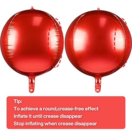 Image of PartyWoo Red Foil Balloons 6pcs Large Round Giant Jumbo 4D Balloons