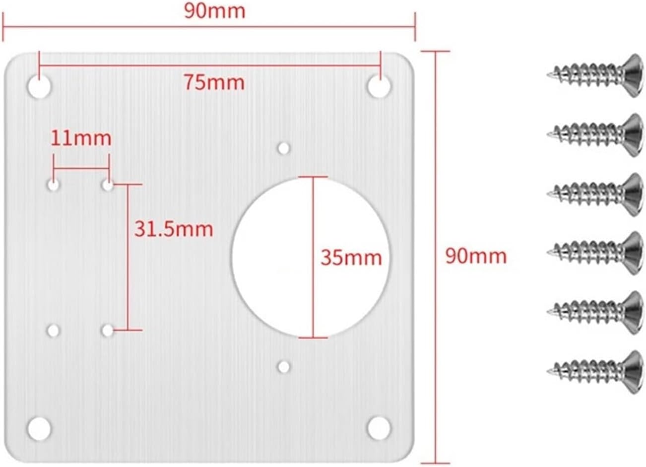 8pcs Hinge Plate Brushed Stainless Steel Cabinet Hinge Fixing Plate Bracket Kit with Mounting Screws Door Hardware(6 Pack)