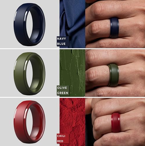 image for ThunderFit Silicone Men’s Wedding Rings, 10mm Wide 2.5mm Thick Rubbe
