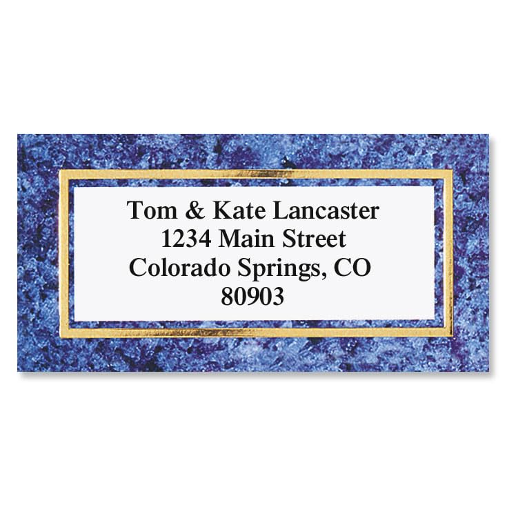 Granite & Gold Foil Border Return Address Labels - Set of 144 1-1/8" x 2-1/4" Self-Adhesive, Flat-Sheet Labels